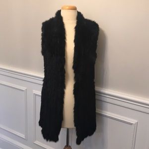 NWT Rabbit Fur knitted vest in black size S